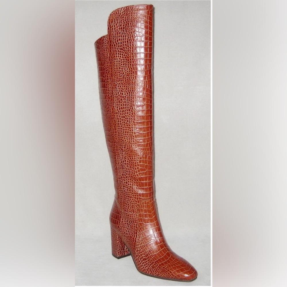 AQUATALIA FLORINA Old Money  Croc Emb Leather OVER THE KNEE Boots Sz 9.5 NWOB